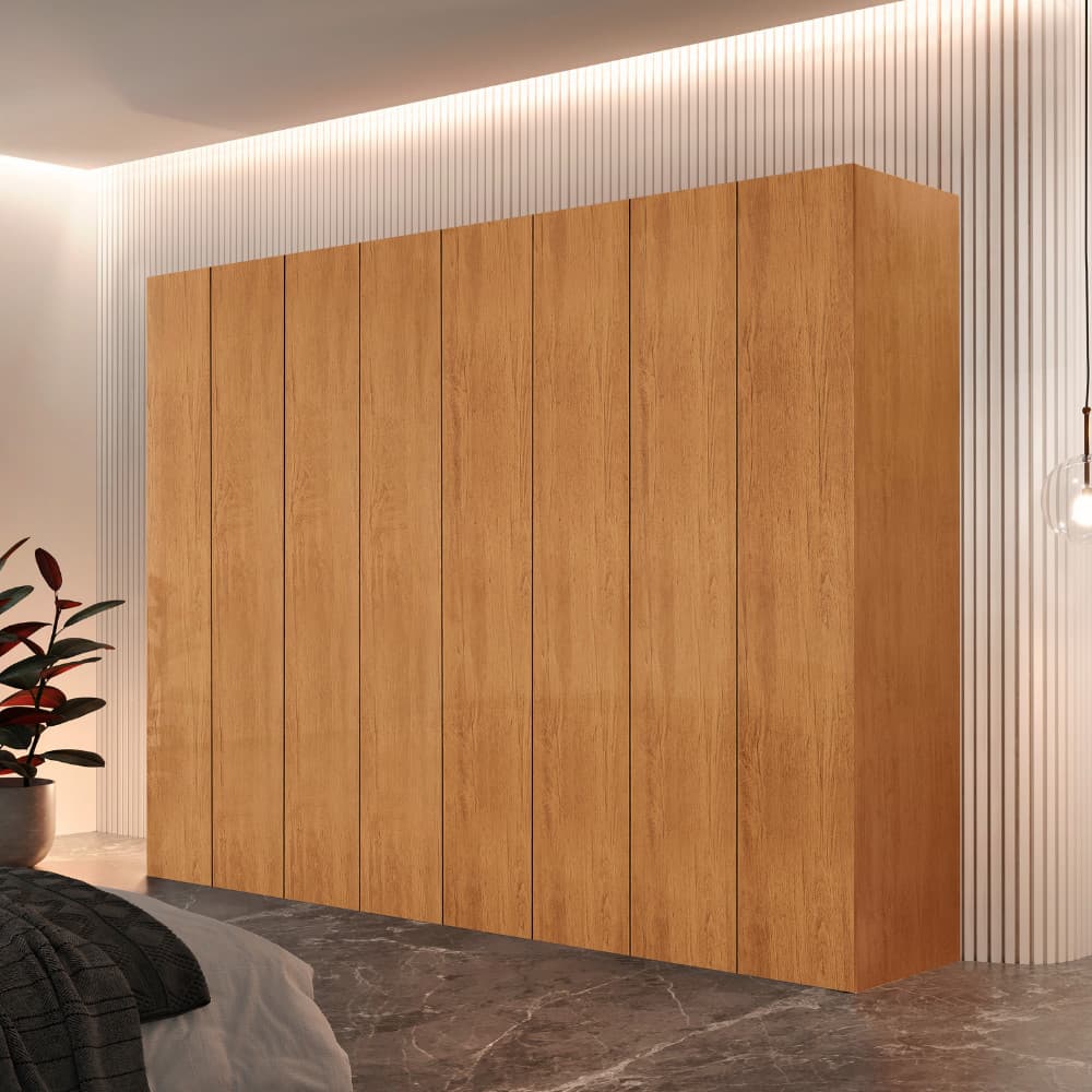 Guarda Roupa Casal Atacama 100 MDF 8 Portas e 8 Cabideiros Moderna Mobilia