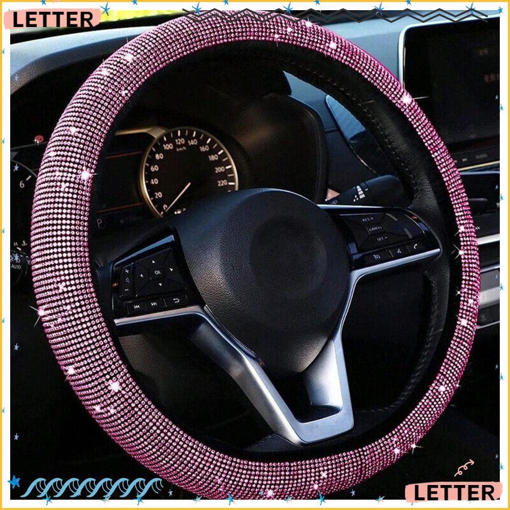 Carta Protetor De Volante Do Carro , Bling Brilhante Interior Antiderrapante Cristal Diamante Capa