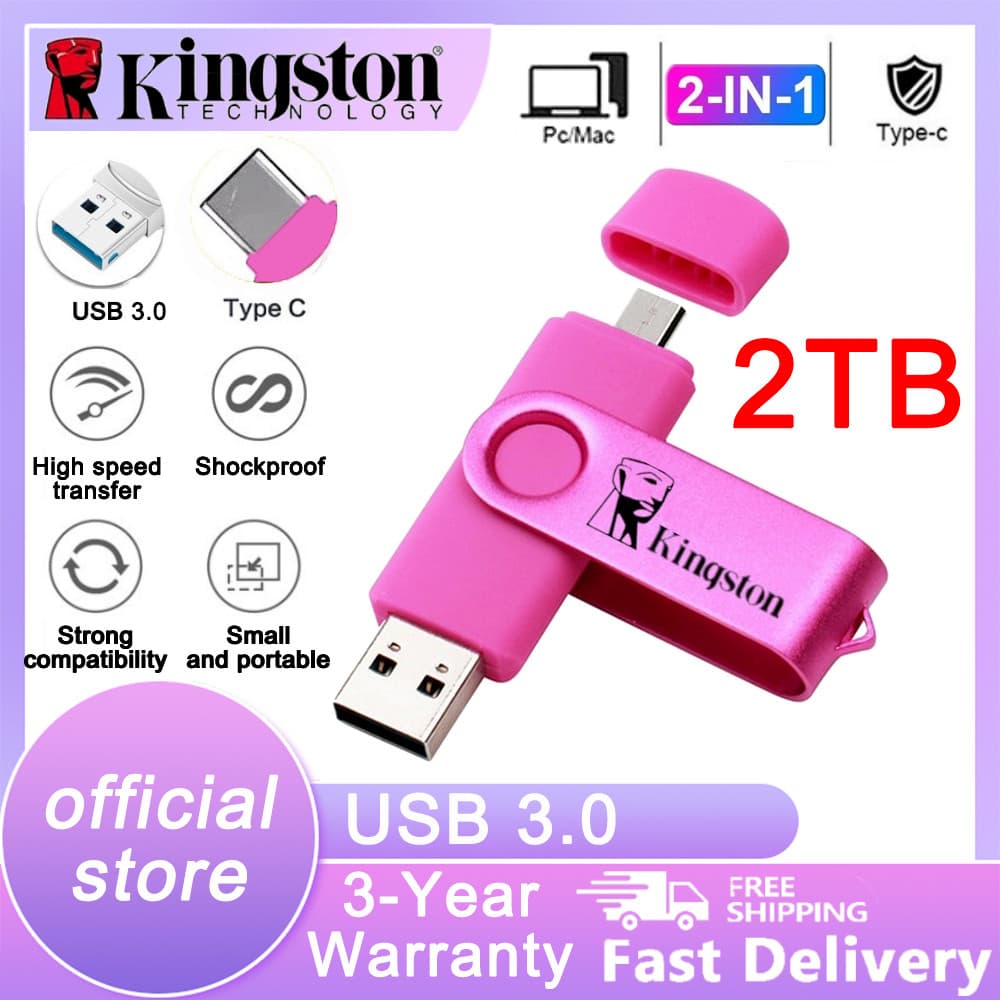 Unidade Flash Kingston De 2TB 3 Em 1 OTG USB Tipo C/Micro Drive 1TB 512GB 256GB Pendrive De Alta Velocidade Para Telefon