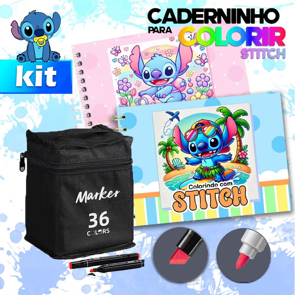 Conjunto de Livros de Colorir Sti 50 páginas + 12-120 marcadores coloridos  Enviar agora