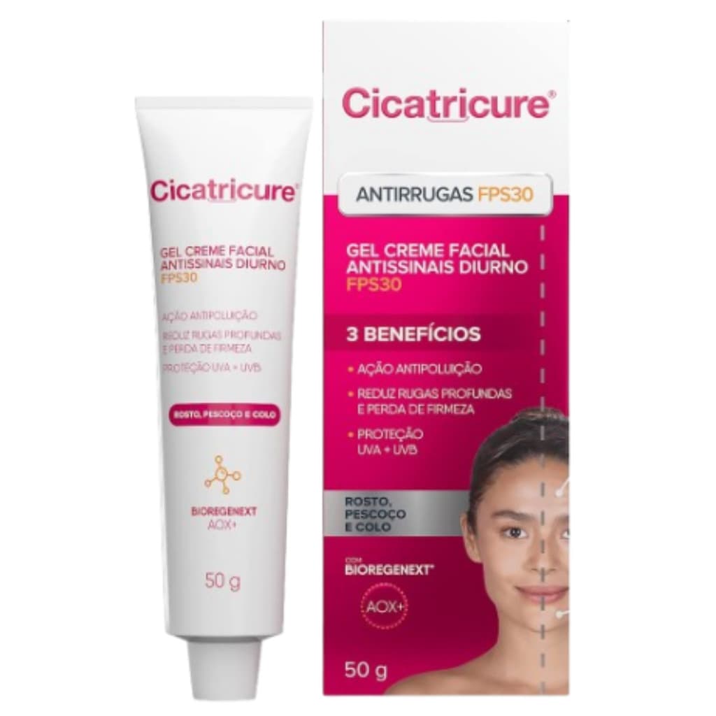 Cicatricure Antirrugas FPS 30 Com Proteção Solar Antissinais 50g Com Bioregenext creme para rugas
