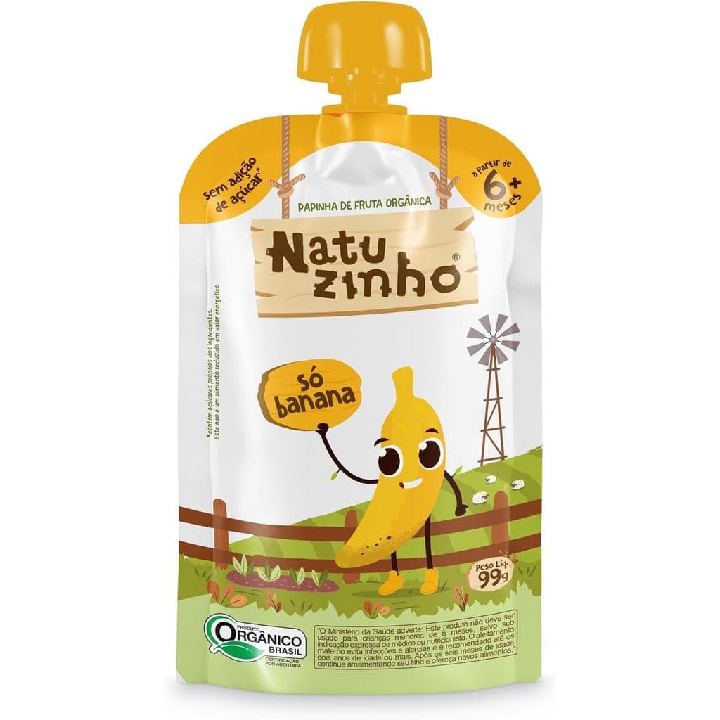 Papinha Orgânica Natuzinho Banana Sem Açúcar 99g