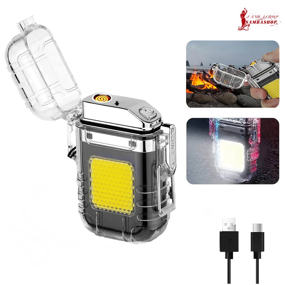 Isqueiro Elétrico a LED Carregamento USB Portátil Leve Seguro Anti Queimadura Design Confortável