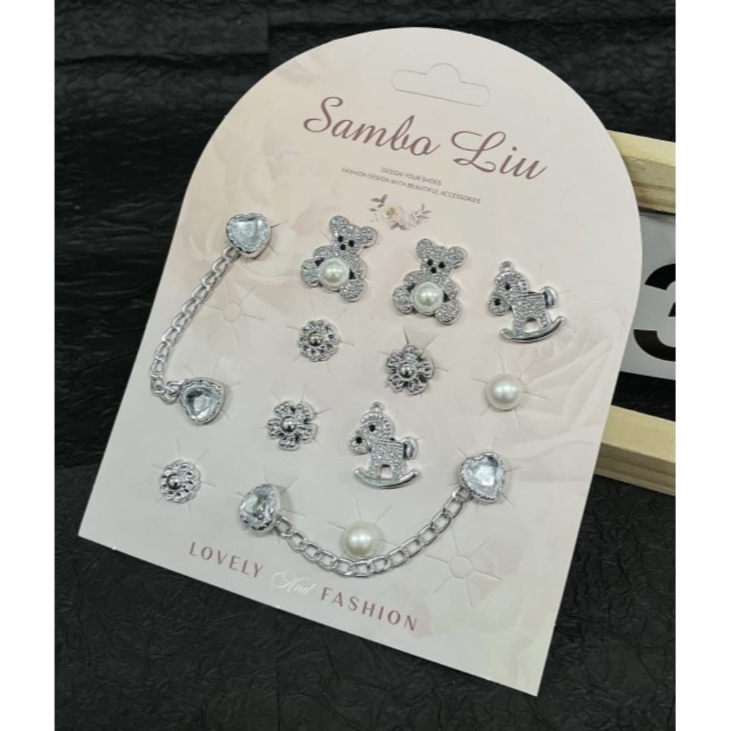 Kit Pingentes Strass Botons Charms Luxo Acessório para sapato sandalia