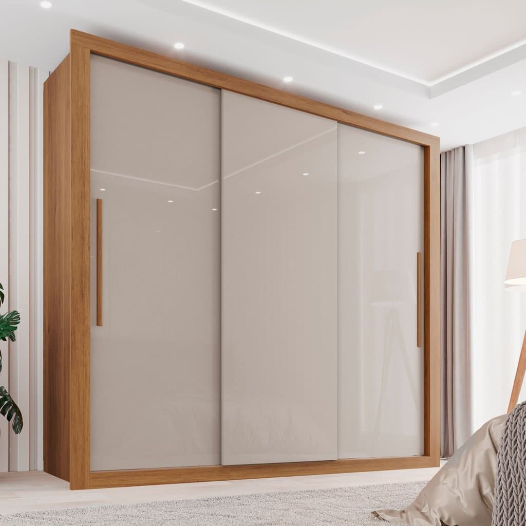 Guarda Roupa Casal 3 Portas 4 Gavetas Costa Rica  Cinamomo/Off-White