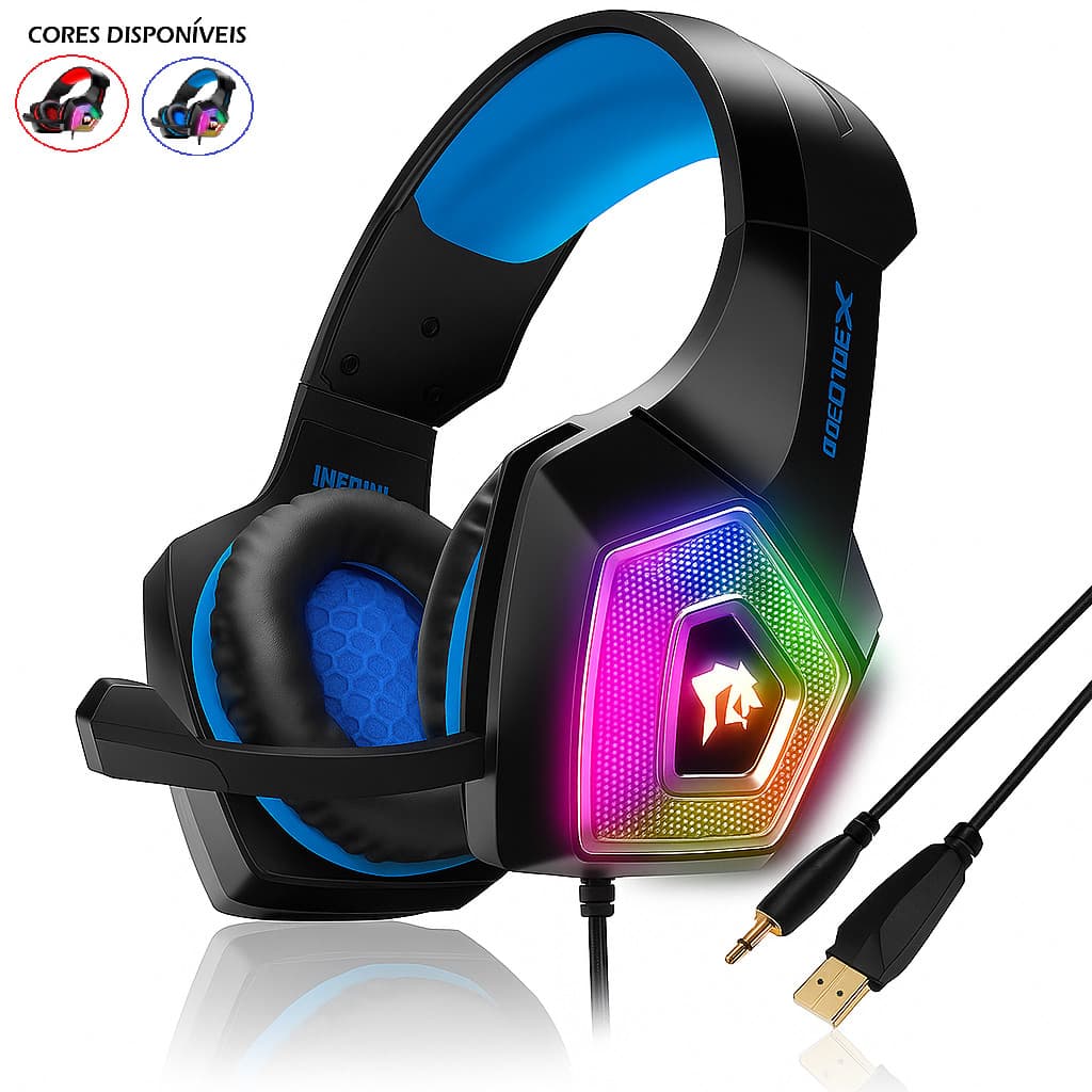Headset Rgb Fone Gamer Led Rgb Microfone Fone de Ouvido Ps4 Xbox  Computador Jogos Soldado Evolut