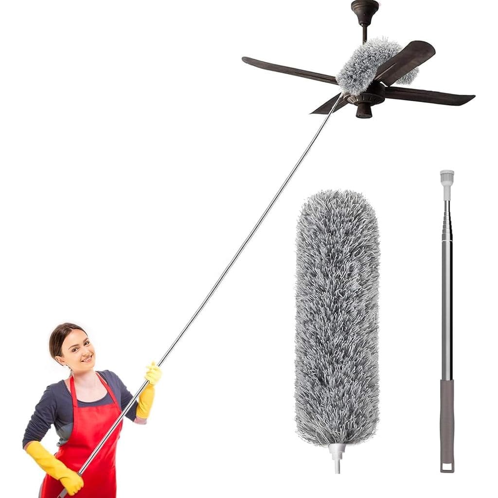 Espanador Eletrostático Flexível Telescópico, Lavável Removível Dobrável, Extensor Até 2,80 metros, Para Limpeza de Casa