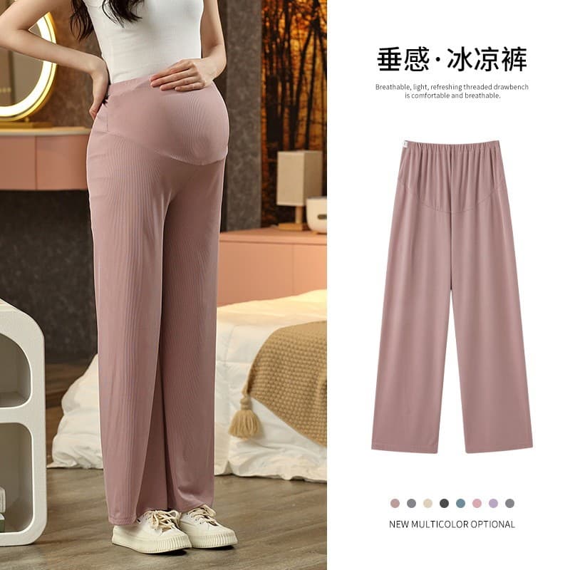 Xiyue Calças para levantamento de barriga para mulheres grávidas 2024 Primavera Outono Novo estilo Fio de seda gelada Ca