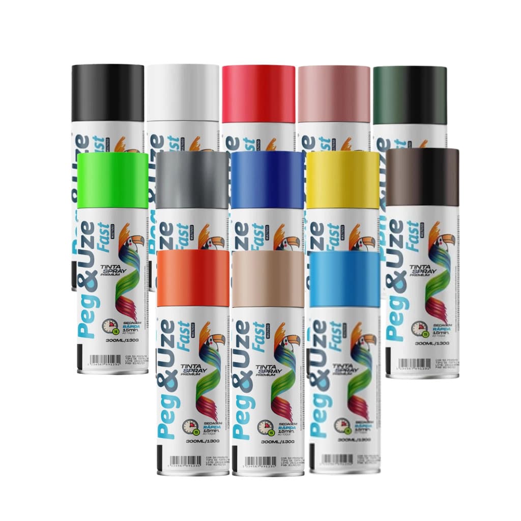 Tinta Spray Uso Geral Peg&Use Secagem Rápida Cores 300ml