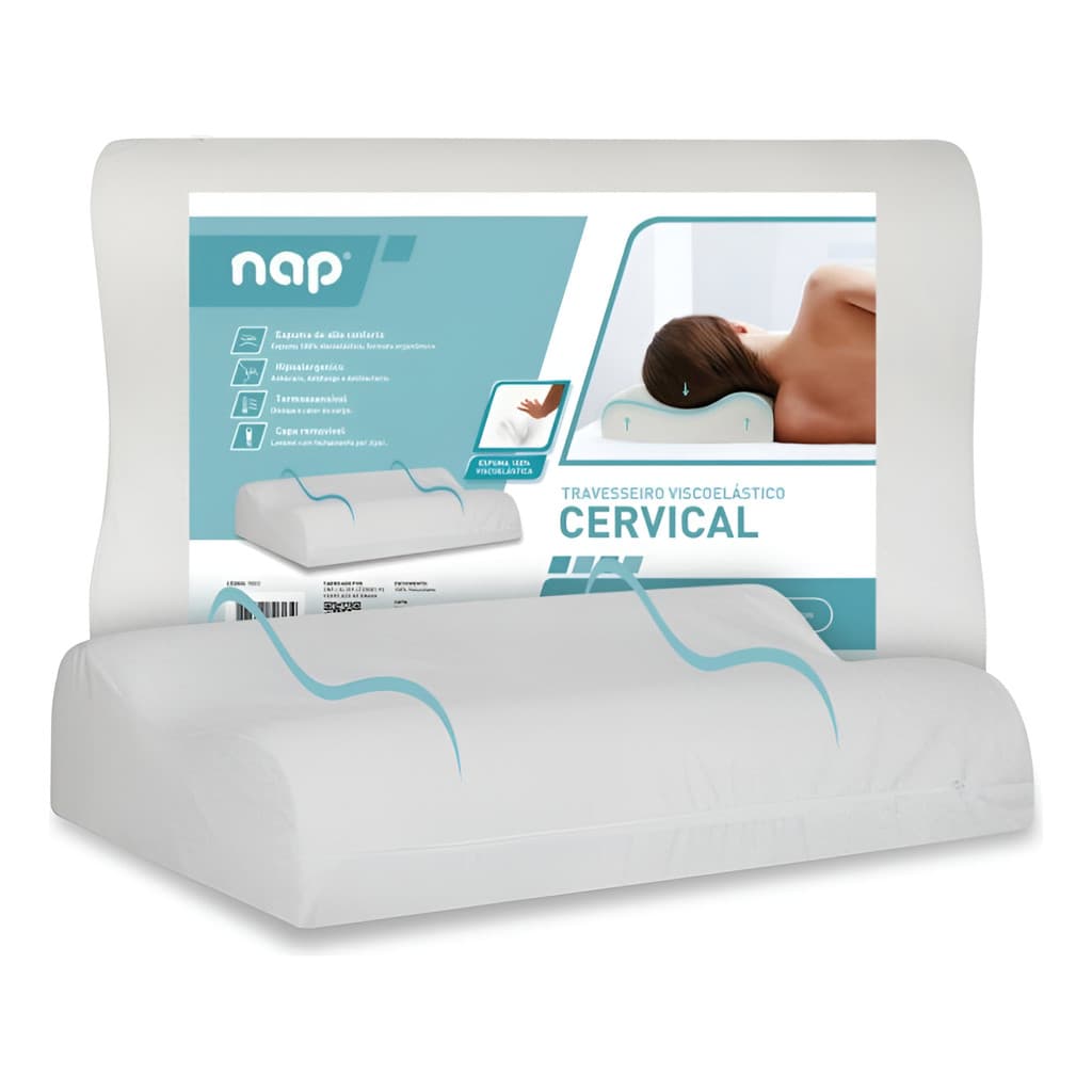 Travesseiro Viscoelástico Cervical Ergonômico Ortopédico