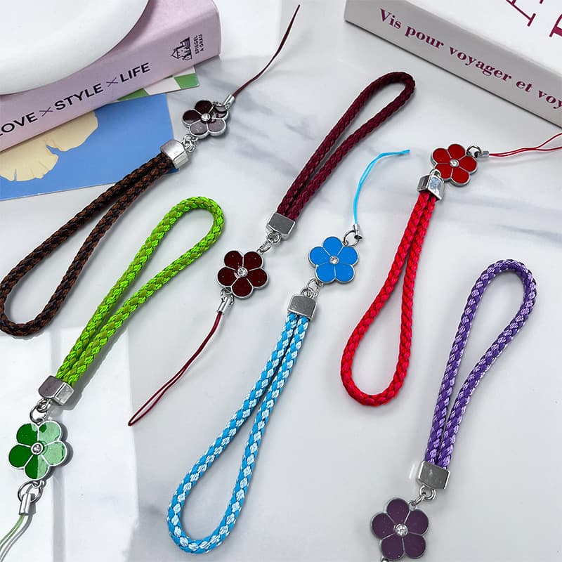 Cordinha Salva Celular Phone Strap Alça de Mão Pingente Flor Moda Acessório Chaveiro Universal