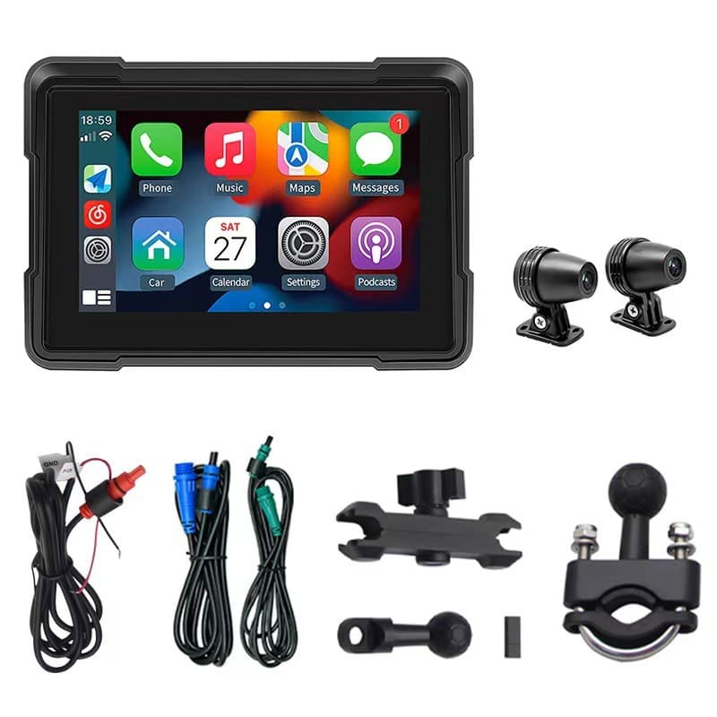 5 Polegada Portátil Sem Fio CarPlay Digital Motocicleta Painel De Navegação GPS Tela Moto Android Auto BT Monitor