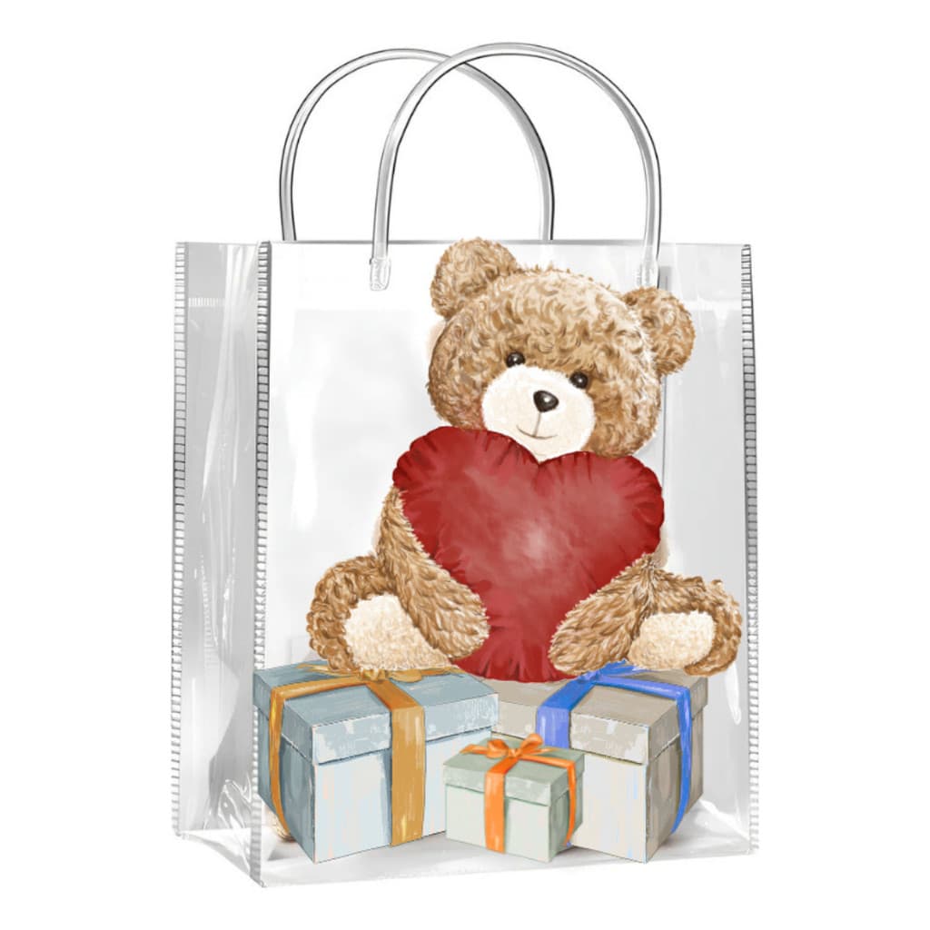 Kit 10/20/30 Sacola Transparente para Presentes Reutilizável PVC Lembrancinhas