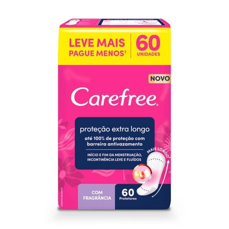 Protetor Diário Carefree Extra Longo Com Fragrância 60 Unidades
