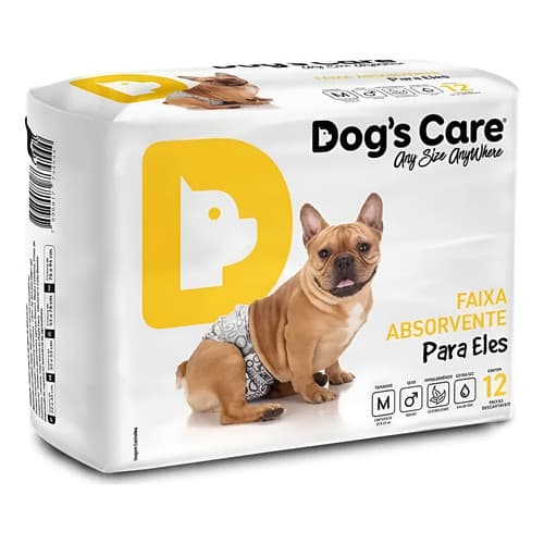 Fralda Higiênica Descartável Para Cachorro Macho M 12un. Branco