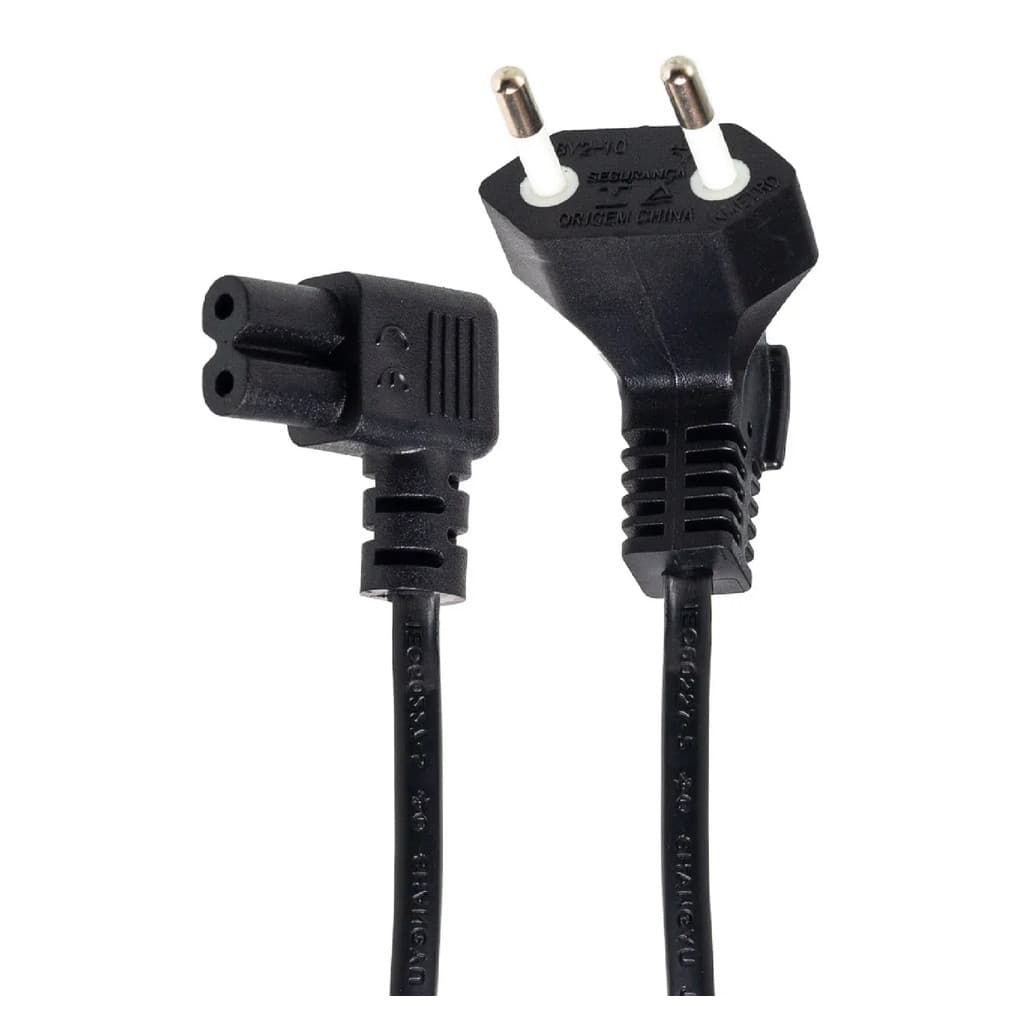 CABO DE FORCA TIPO 8 - 2X0,75MM - 1,5M - 90 GRAUS NAS DUAS PONTAS