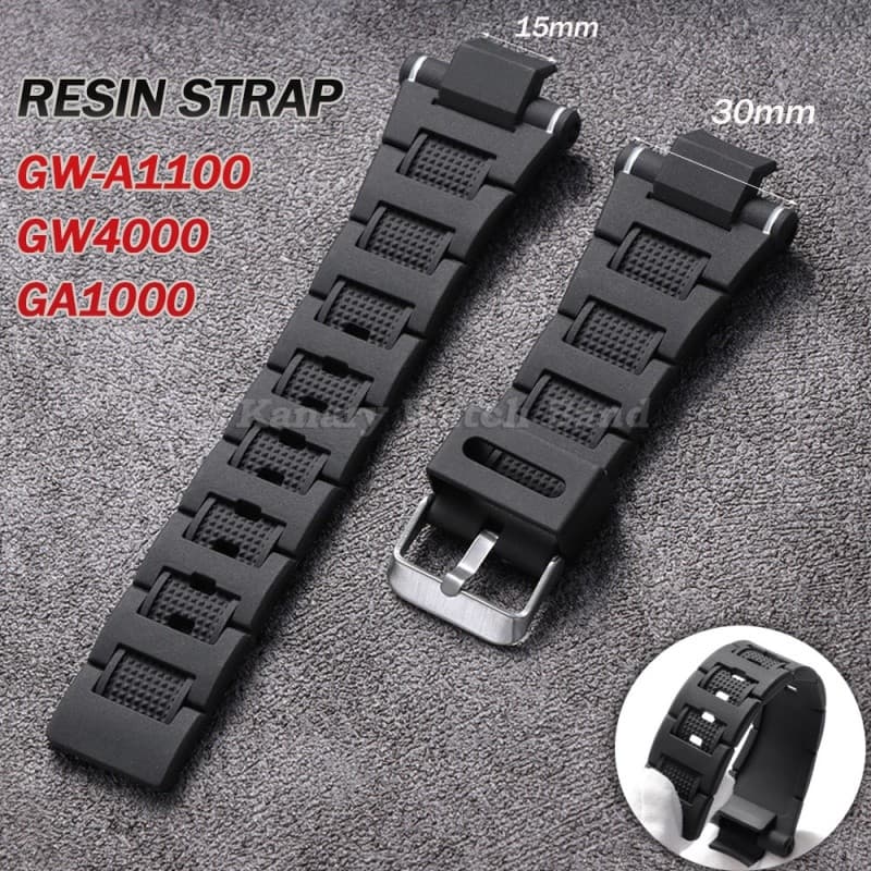 Pulseira De Relógio De Silicone De Resina 15mm Largura Convexa Para GW-A1100 GW4000 GA1000 Esporte Borracha À Prova Dwat