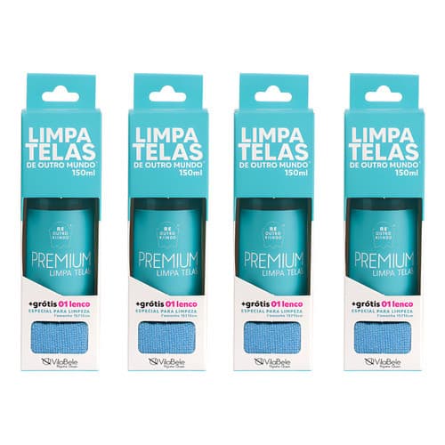 Kit Com 4 Limpa Telas Spray De Outro Mundo 150 Ml Lenço