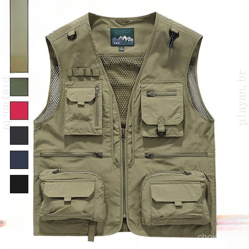 Colete de fotografia de cintura para homens para pesca ao ar livre casual de primavera e outono Mais jovens de tamanho
