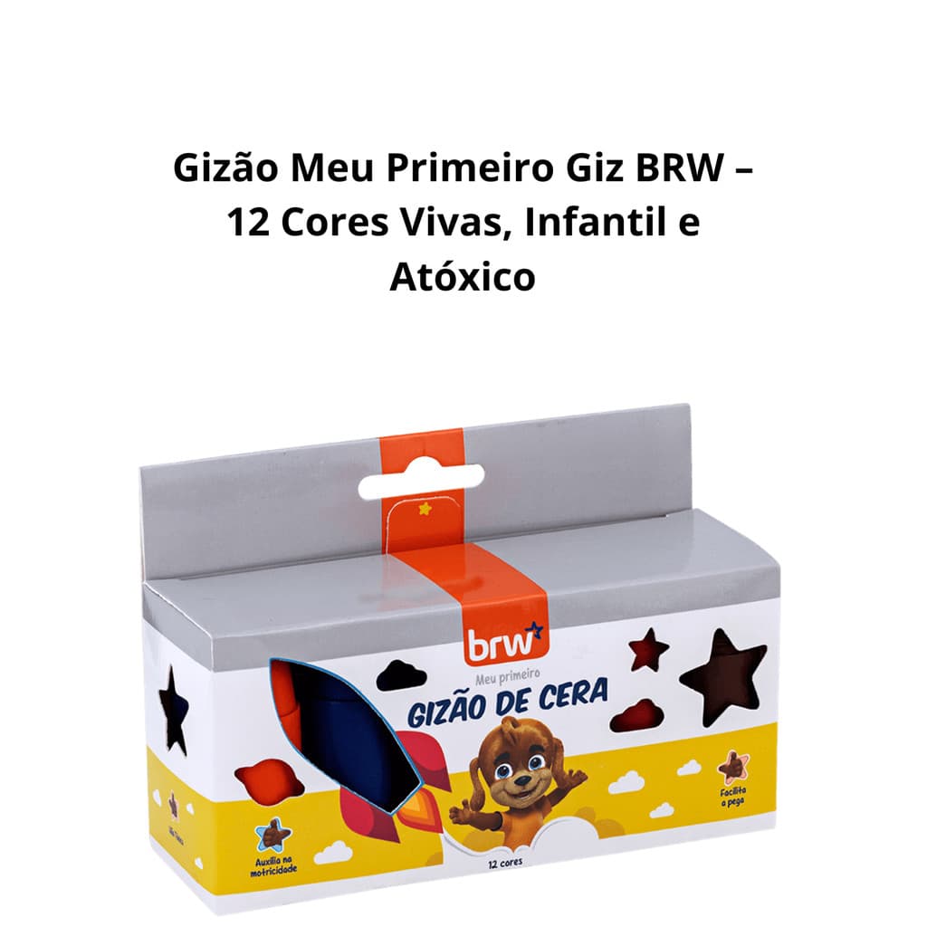 Gizão Meu Primeiro Giz  – 12 Cores Vivas, Atóxico / Infantil BRW