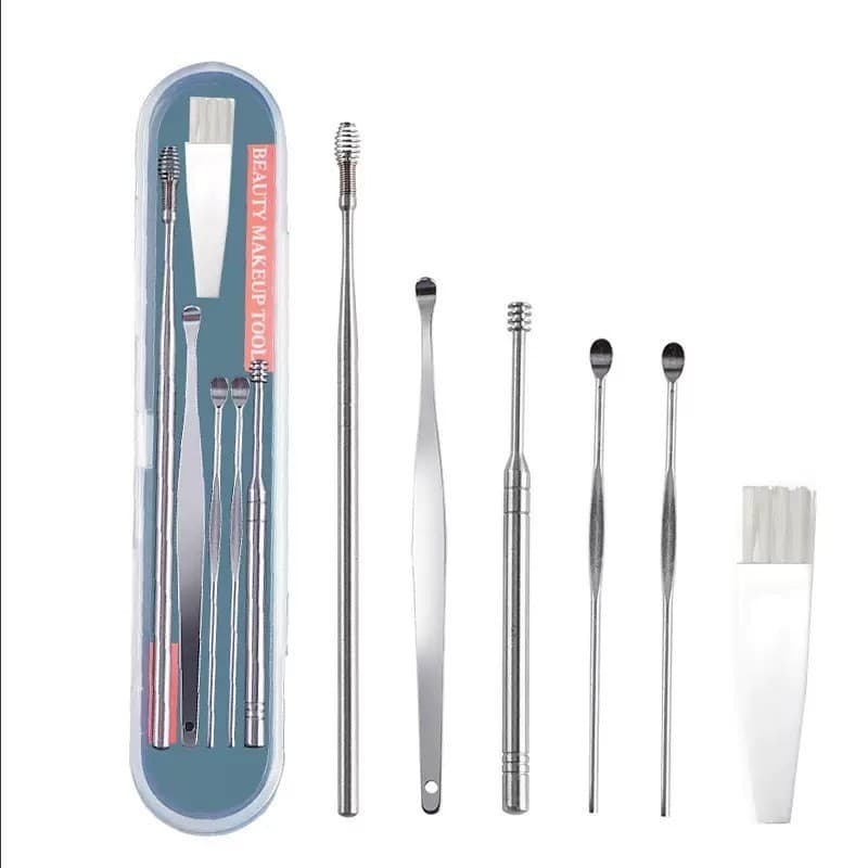 Kit 6 Limpeza De Cera, Removedor De Cera De Ouvido, Limpador De Ouvido Prata