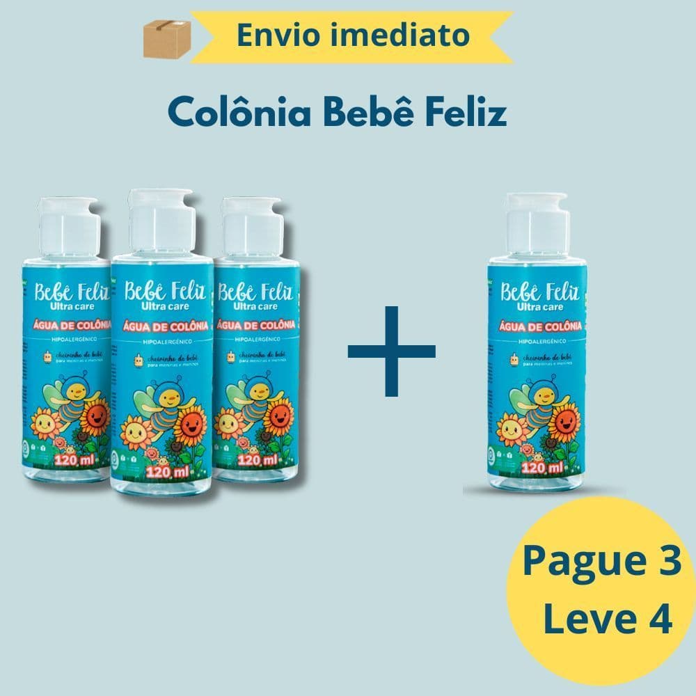 KIT COMPRE 3 LEVE 4 ÁGUA DE COLÔNIA BEBÊ FELIZ LANÇAMENTO CHEIRINHO DE BEBÊ