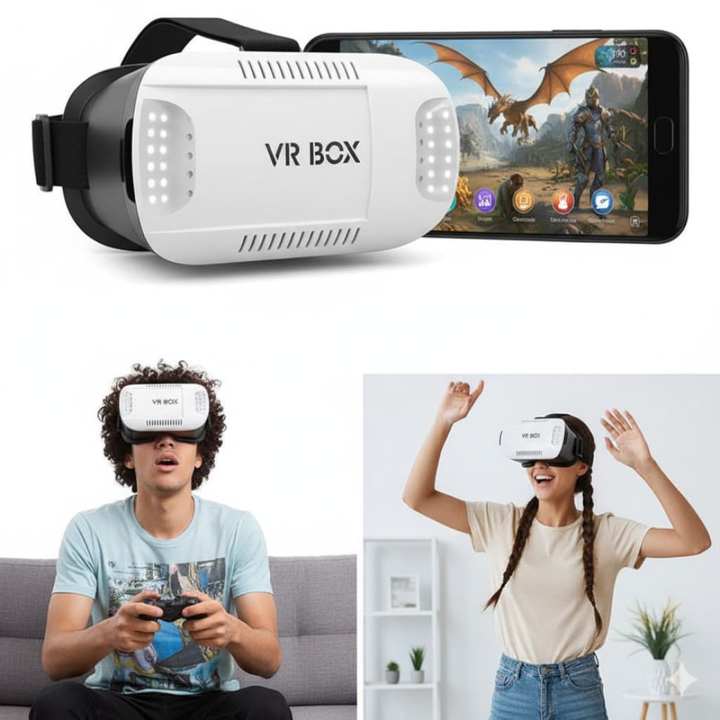 Óculos de Realidade Virtual VR BOX + Controle Bluetooth 3D Imersivo Compatível Android e iPhone