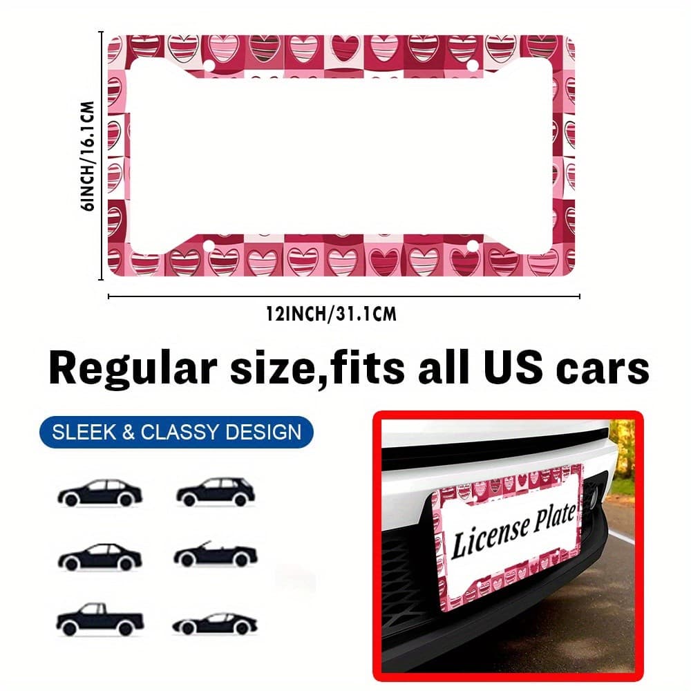 /Quadro/Padrão Polegada Carro Rosa, Quadro de Placa de Licença Padrão Canadense Rosa Americano com Parafusos 2 Moldura d