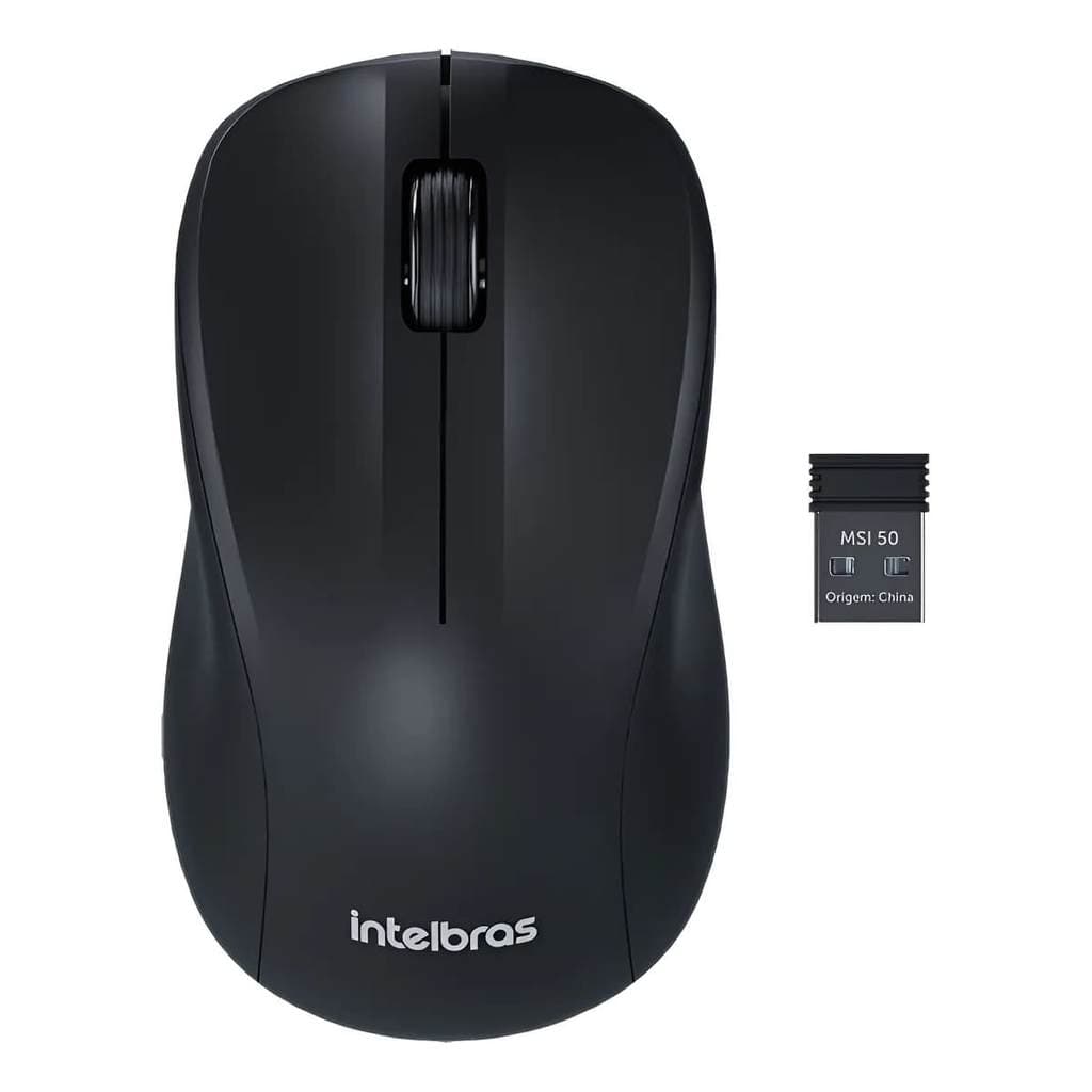 Mouse Sem Fio Intelbras MSI50 1200 DPI Clique Silencioso Preto com pilha inclusa