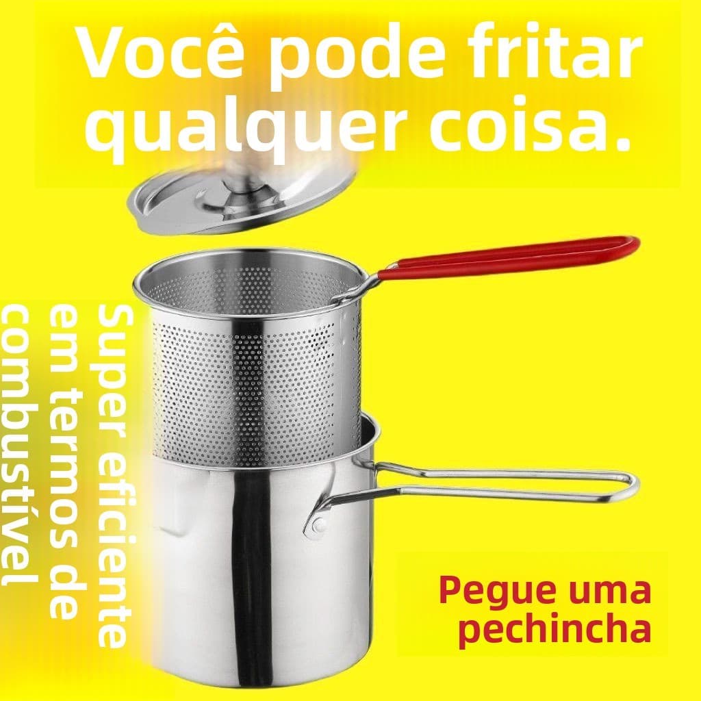 Fritadeira de Aço Inoxidável para Casa Mini Multi-Funcional Fritadeira Profunda Fogão de Indução Economizador de Óleo Gá