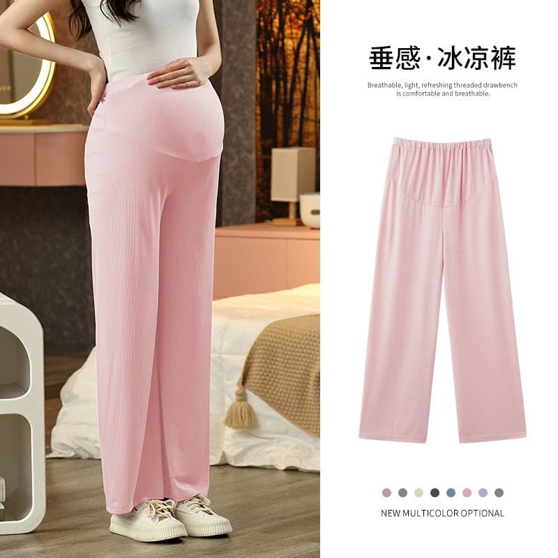 Xiyue Calças para levantamento de barriga para mulheres grávidas 2024 Primavera Outono Novo estilo Fio de seda gelada Ca