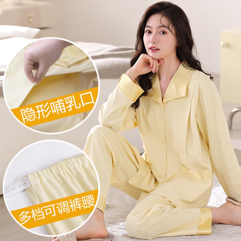 Xiyue puro algodão primavera outono roupas de confinamento calças de manga comprida pijamas mulheres grávidas amamentaçã