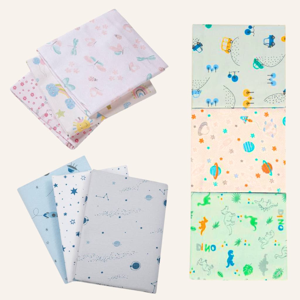 Cueiro Kit 3 Unidades Paninho Enrolar Bebê Forrar Versátil Algodão Soft 80 x 50 Papi