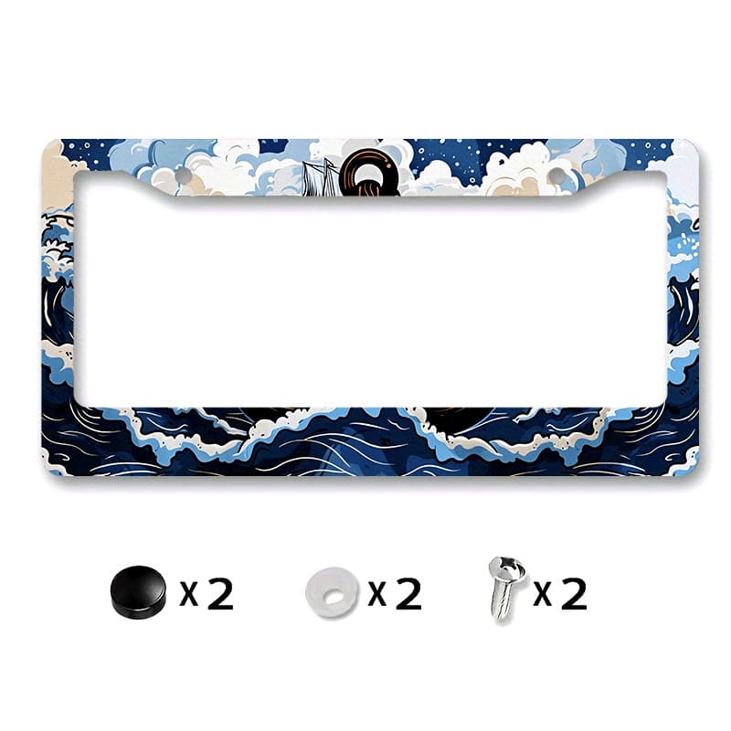  Limpeza antiferrugem de placa americana, âncora de placa legal, padrão 2, moldura de placa de licença, peças de onda de