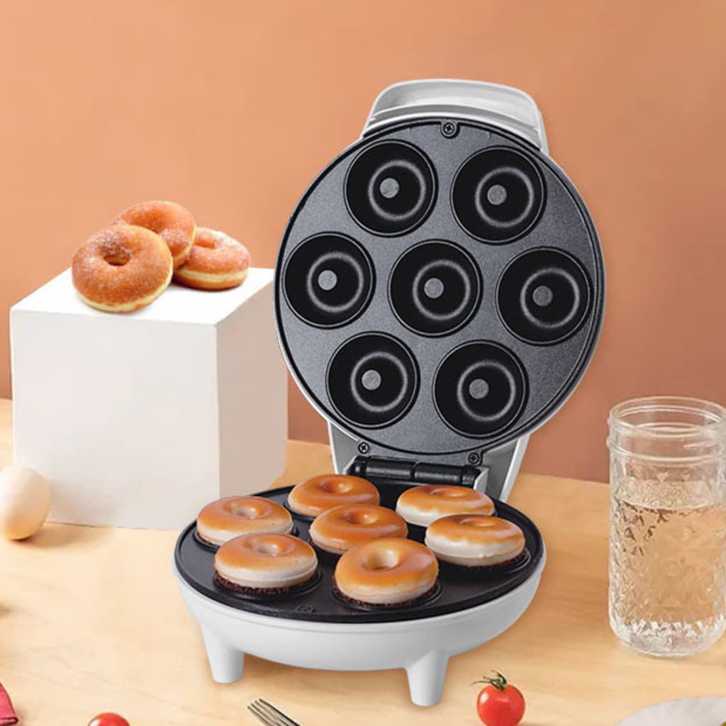 Mini Maquina De Donuts Café Da Manhã Capacidade Para 7 Mini Rosquinha Elétrica 110V Portátil