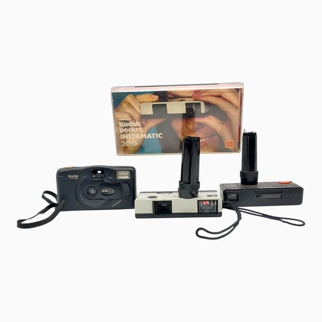 Lote câmeras Kodak vintage com caixa e manual