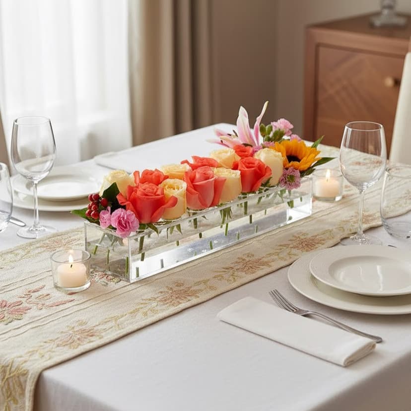 Vaso Para Flores Decorativo Centro De Mesa Acrílico Decoração Mesa Posta