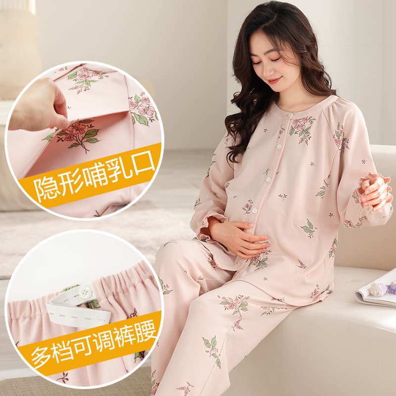 Xiyue atacado primavera outono novo estilo roupas de confinamento maternidade imitação de algodão pijamas soltos mulhere