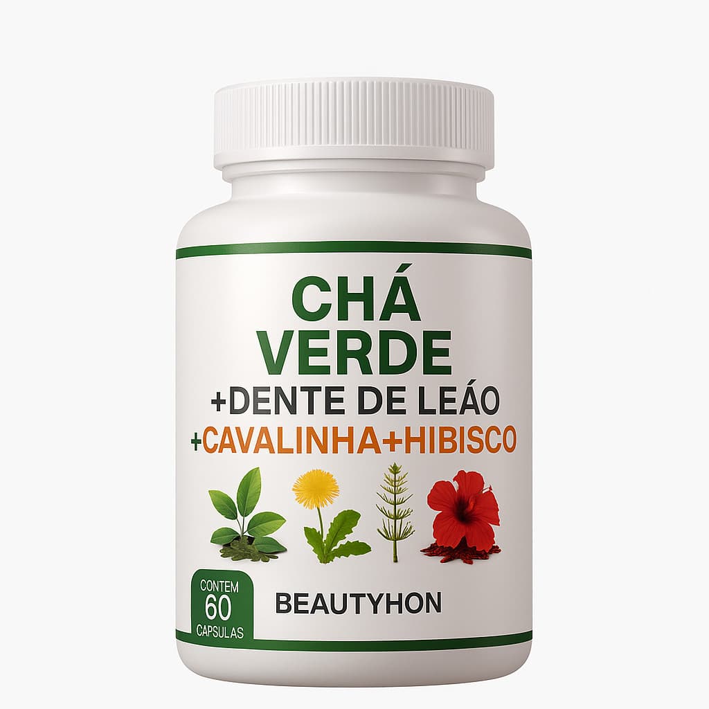 Chá verde + Cavalinha + Dente de Leão + Hibisco   500mg 60 / 90 / 120 Cápsulas - Suplemento Alimentar Natural
