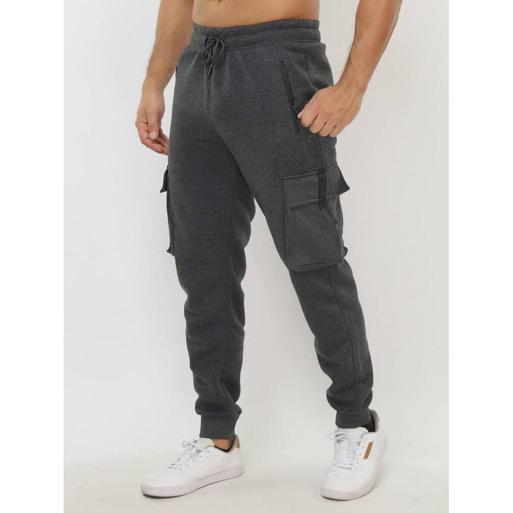 Calça Moletom Calça Cargo Masculina Elastico Skinny Slim Sport importado engrossado BOLSO COM ZIPER