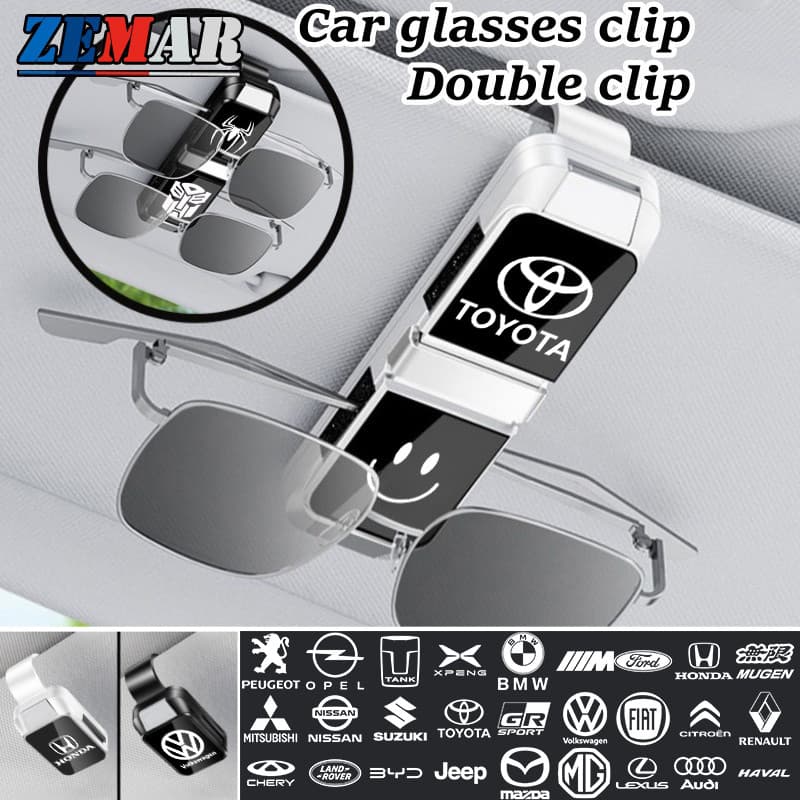 【ZEMAR】Suporte De Óculos Para Carro , Clipe Duplo De Sol , Viseira