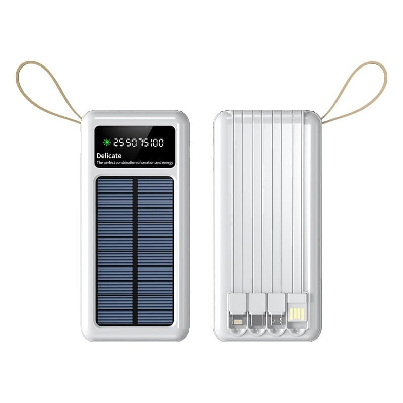 Carregador Portátil Power Bank Solar 10.000mah  Com 4 cabos SAIDA SUPORTE 5 Em1 LED lanterna
