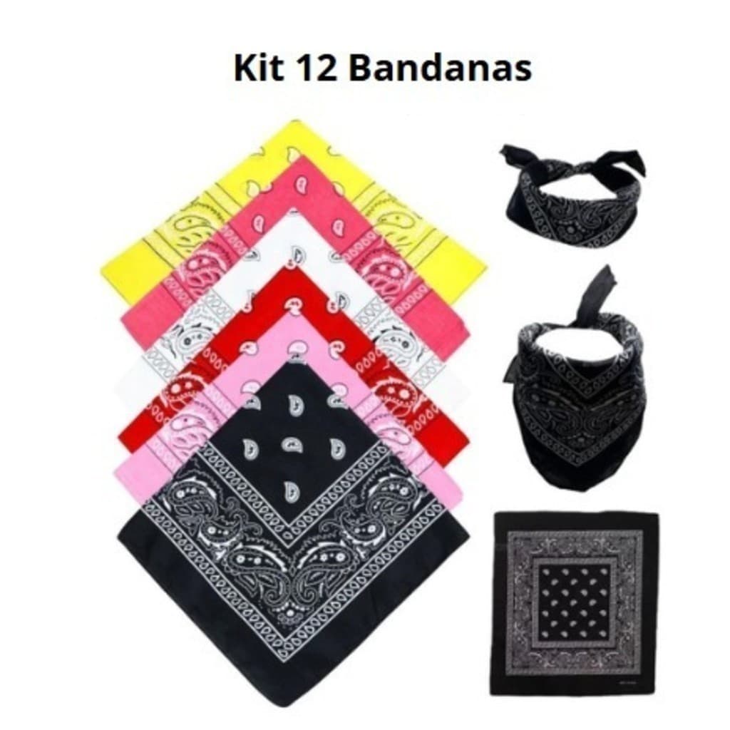 Kit 12 Bandanas Lenço Estampado - Envio Sortido