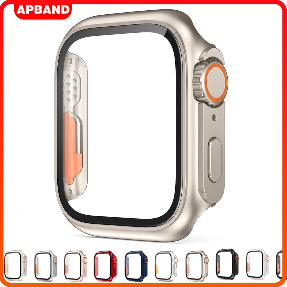 Capinha Case Capa PC Com Vidro Para Relógio Smartwatch Apple Watch IWatch Serie 11 10 9 8 7 6 SE 3 2 41 46 45 42mm 38mm