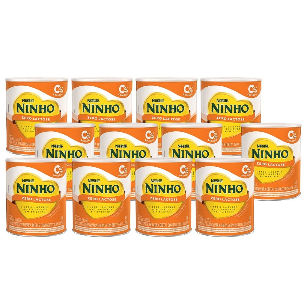 Kit 12 Latas Ninho Zero Lactose 380g - 4,56kg -Leite em Pó Nestlé Original