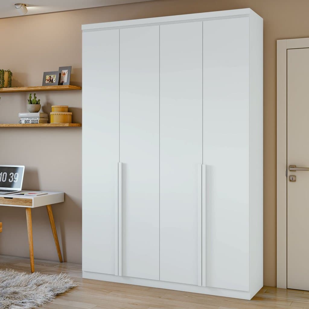 Guarda-roupa Solteiro 4 Portas 2 Gavetas Alonzo 100% MDF Branco