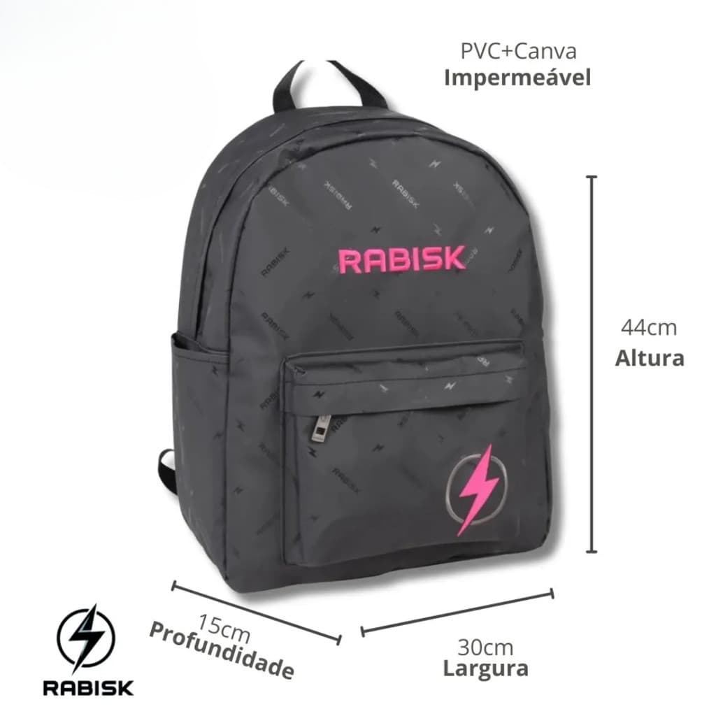 Mochila Notebook Rabisk Emborrachada Impermeável Resistente Reforçada Faculdade Escola Casual RK2491