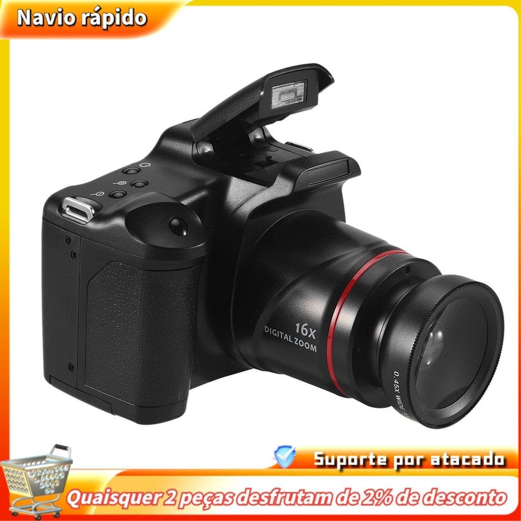 Câmera De Fotografia Profissional SLR Filmadora Digital Portátil 16X Zoom 16MP Saída HD Selfie
