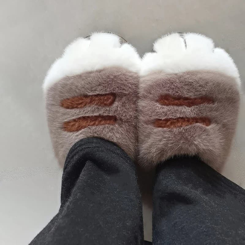 Novos Chinelos Peludos De Pata De Gato Para Mulheres Novidade Gatinho Pés Slides Sapatos Macios Gatinhos Casa Chinelo Se