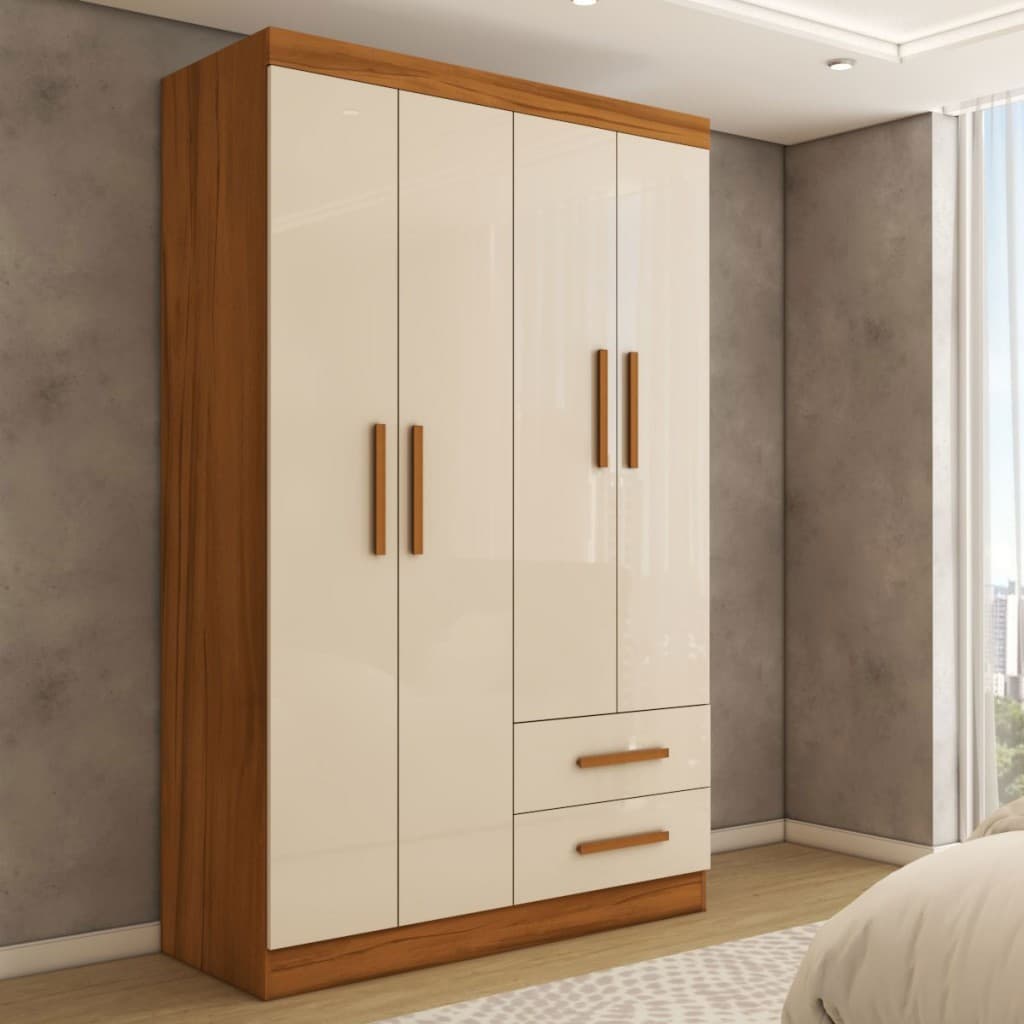 Guarda-Roupa Solteiro Zeus 4 Portas 2 Gavetas Flex - Panorama Móveis